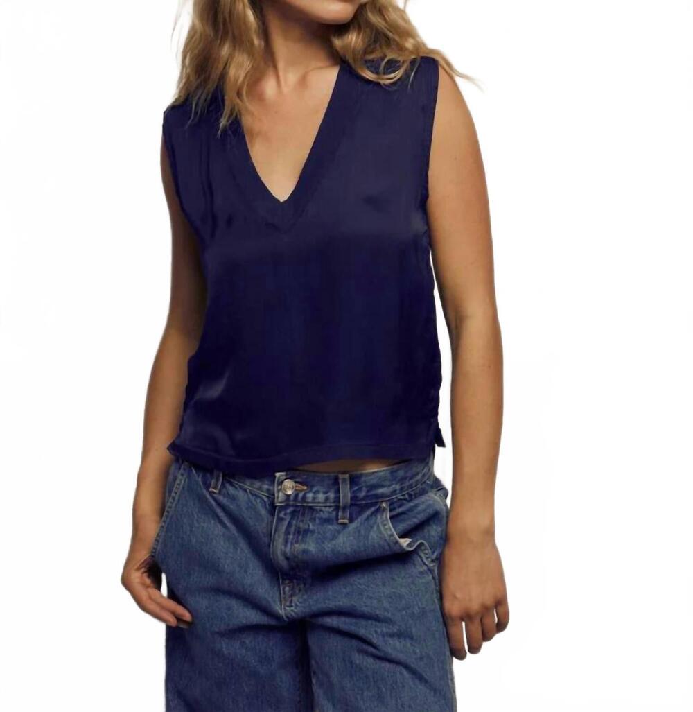 NEW PERFECTWHITETEE celina satin muscle tee in navy